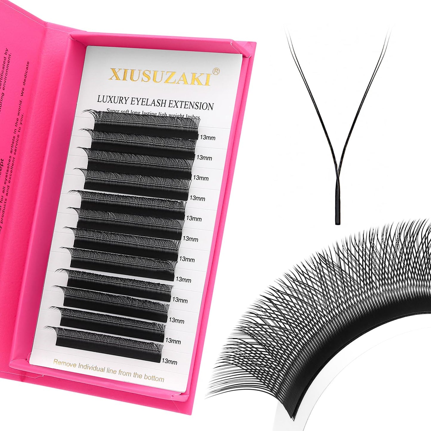 YY Lash Extensions Supplies Y Eyelash Extensions 0.05mm Thickness C Curl 12mm Premade Fans 4D Russian Volume Matte Black 12 Rows Crisscross Eye Lashes(YY-0.05-C,12mm)
