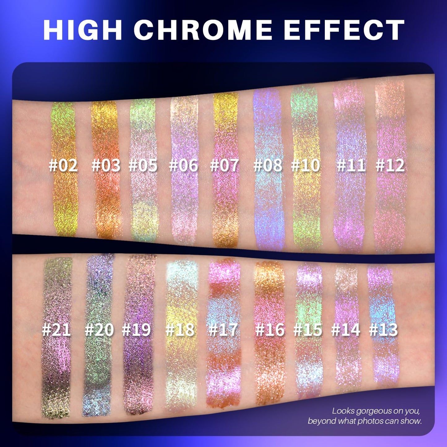 CHARMACY Multichrome Liquid Metallic Eyeshadow, Chameleon Shifting Color, Holographic Glitter Liquid Eyeshadow, Long Lasting Wear, Vegan Eye Topper for Party, Daily Makeup #07