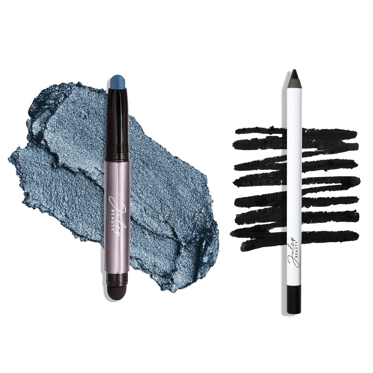 Julep Twice As Nice Eyeshadow Stick and Eyeliner Duo | Includes Eyeshadow 101 Creme-to-Powder Waterproof Shadow Stick, Sapphire Shimmer and All-Day Gel Eyeliner Pencil, Blackest Black