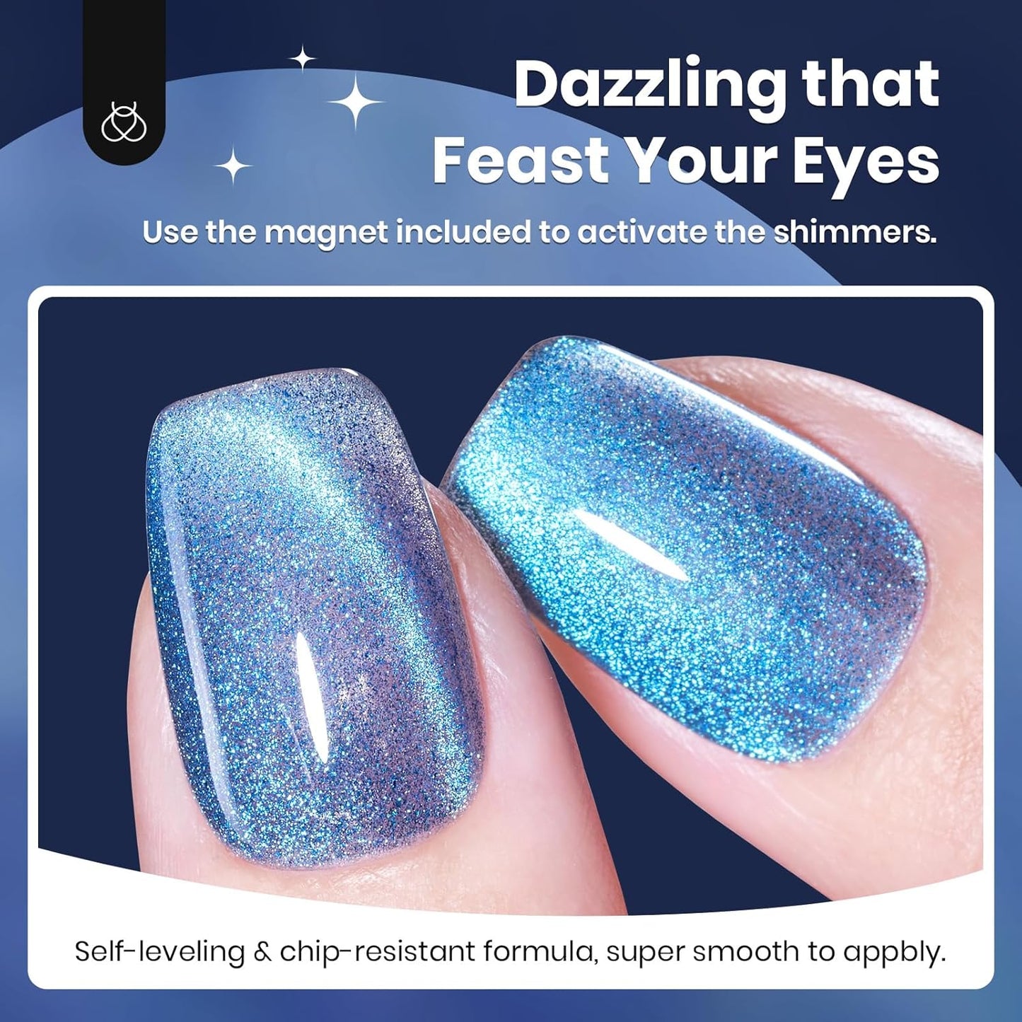 Beetles Chameleon Cat Eye Gel Polish - 15ML Blue Cat Eye Glitter Gel Polish 9D Magnetic Soak Off UV Shimmer Velvet Gel Mermaid Tears Series Nail Art DIY Manicure Gifts for Women