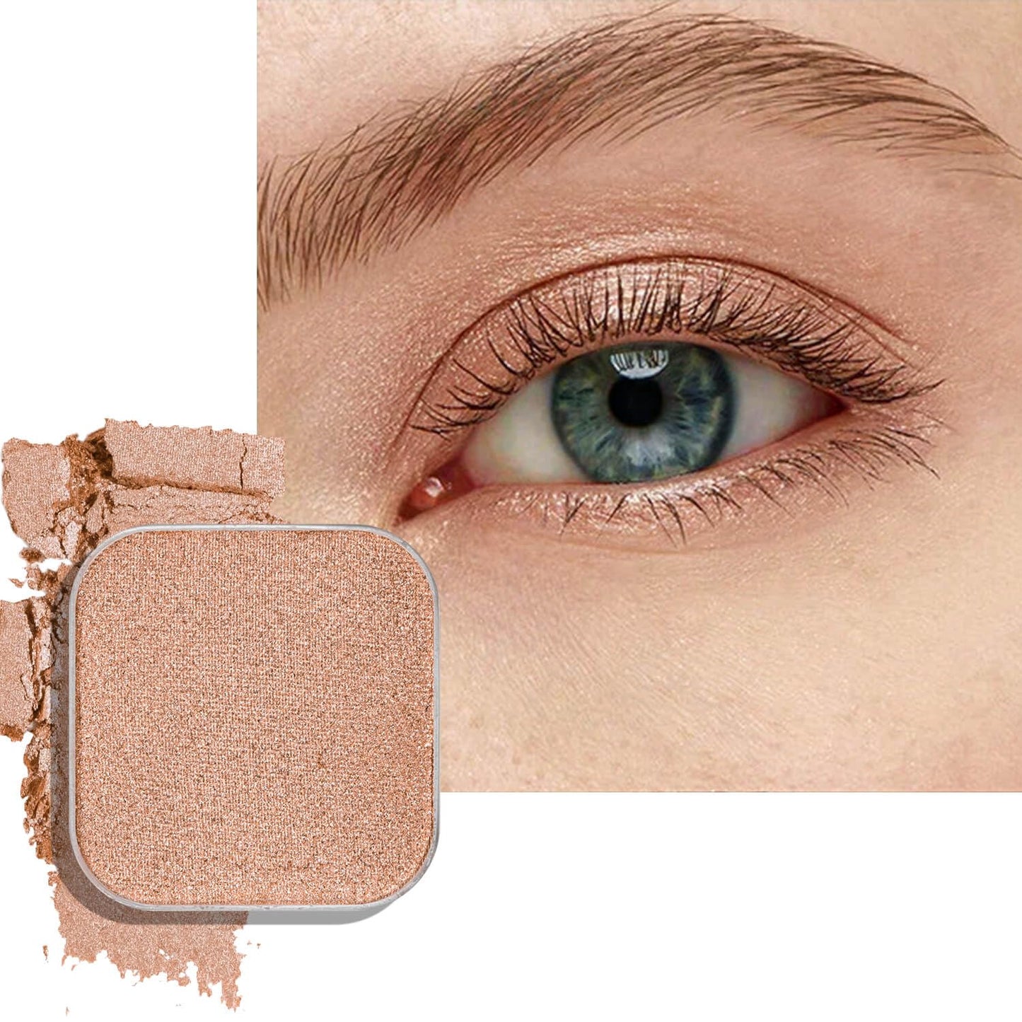 Magnetic Single Shimmer Champagne Eyeshadow with Metal Pan, Pressed Powder Eyeshadow Refill Pan, Pastel Highlight Shadow for Empty Magnetic Palette (Champagne Glow)