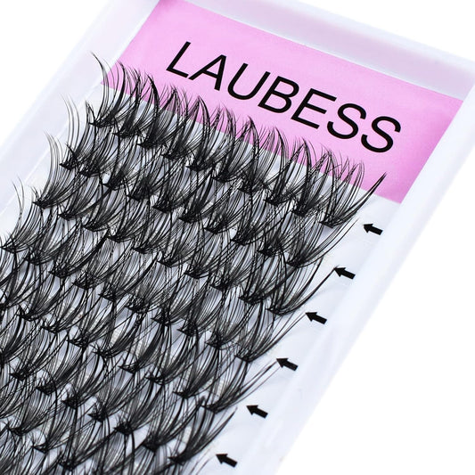Lash Clusters LAUBESS Individual Lashes Waterproof Eyelash Clusters Mixed Tray Cluster Eyelash Extensions Soft Cluster Lashes for Beginners (30D-D-15)