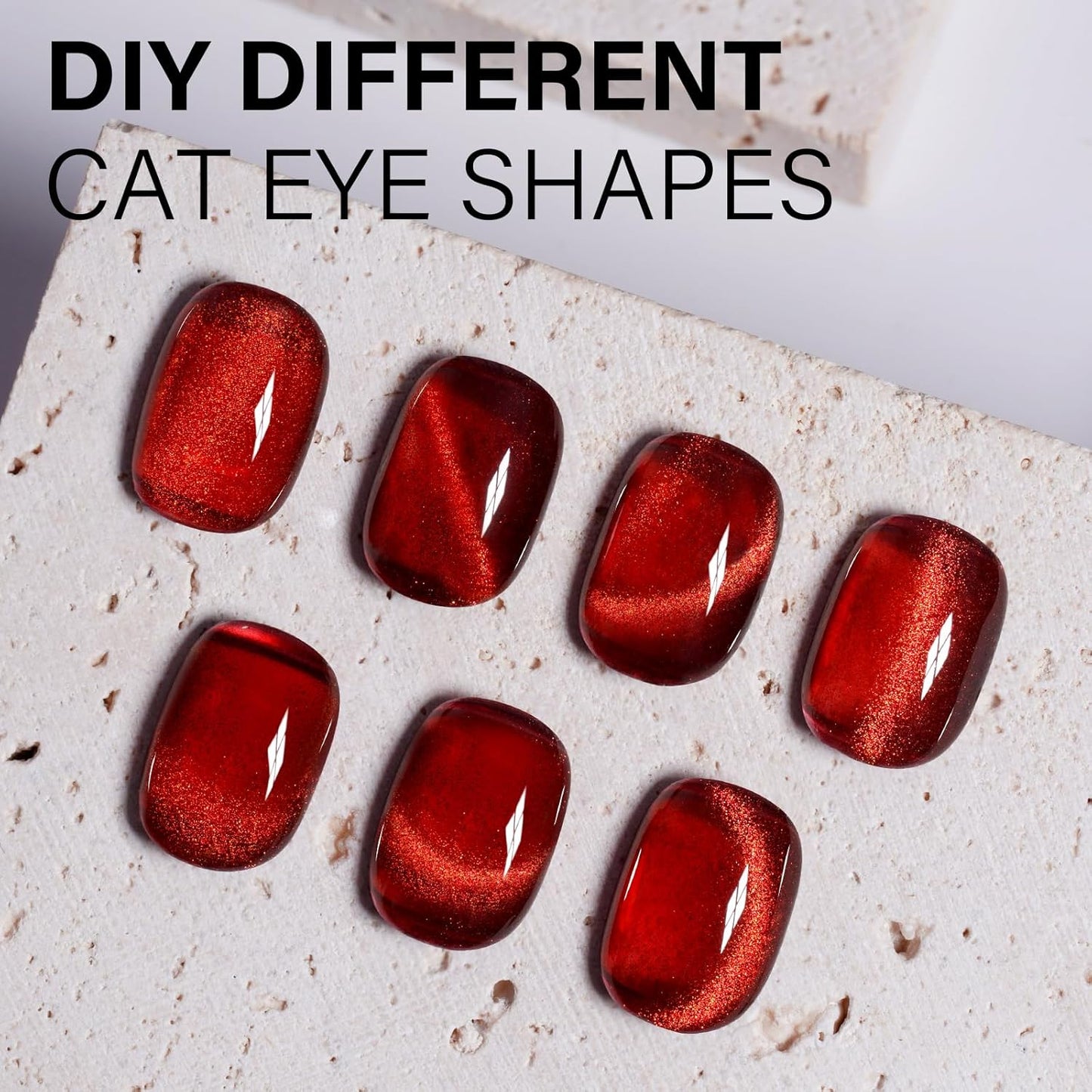 AILLSA Red Cat Eye Gel Polish Burgundy Glitter Crystal Gel Nail Polish with Magnet, Blood Shimmer Translucent Gel Polish Reflective Holographic Jelly Color U V Nails DIY at Home 0.5 OZ GF21