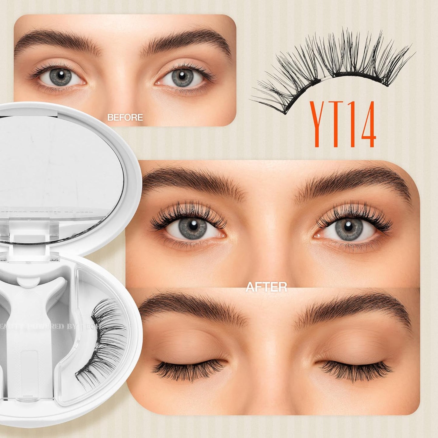 LASHVIEW Magnetic Eyelashes with Applicator, Soft Magnetic Lashes Natural Look Comfortable & Secure Fit Easy to Apply Reusable（XYT14)