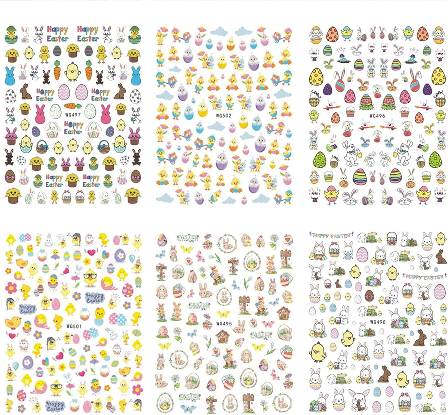 Easter Nail Stickers Rabbit Decals Cute Cartoon Bunny Eggs Chicks Stickers for Women Girls Nail Art Decorations Manicure Finger Tip Decor 10sheets 3D Self-Adhesive Decals