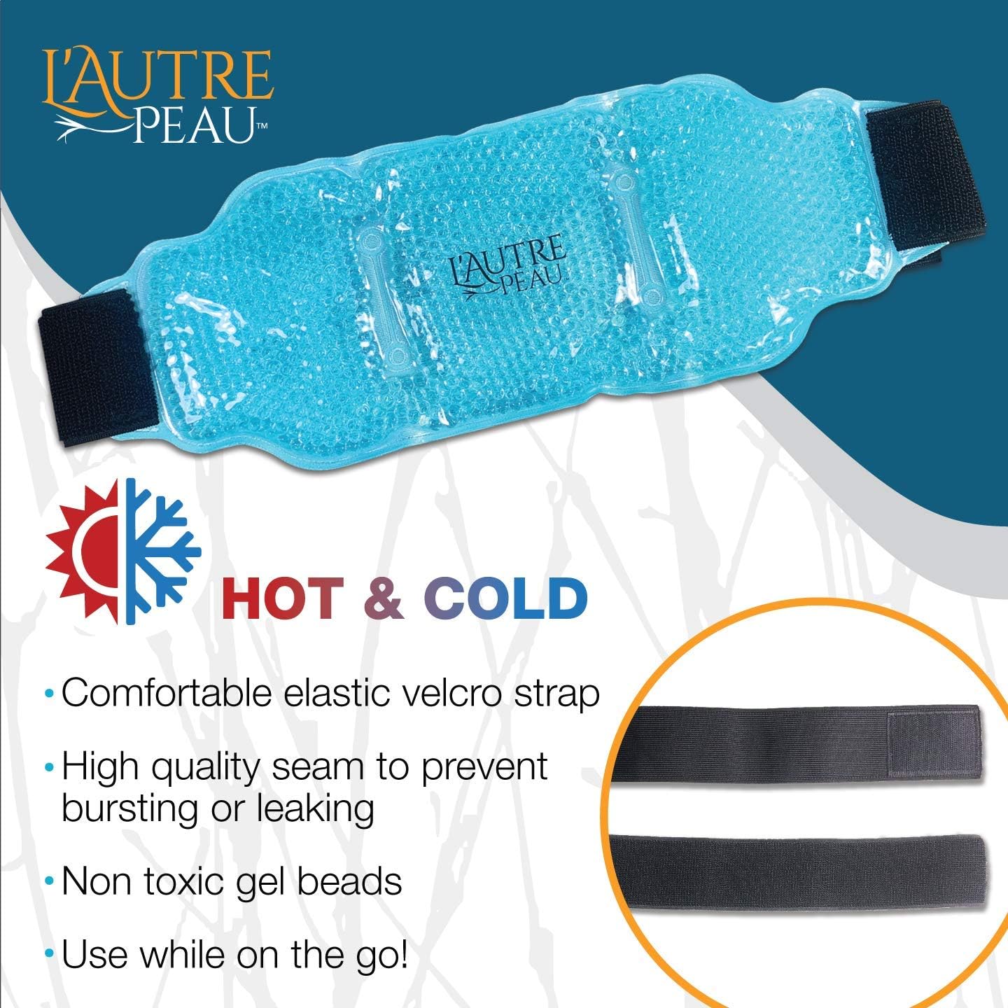 USA Merchant | Hot/Cold Plush Lower Back Gel Bead Wrap | Freeze Therapeutics by L'AUTRE PEAU | Relief for Tension, Injuries, Swelling, Aches, Bruises, Muscle Pain, Stress Relief, Strain & Stiffness