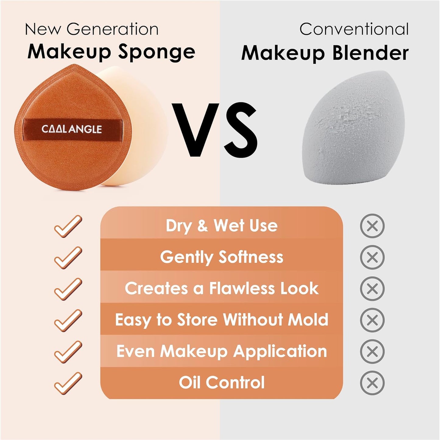 4Pack Brown Makeup Sponge For Foundation Concealer And Powder, Latex Free Blender Sponge For Natural And Easy Makeup Soft Long-lasting, Pack for 2X-Large and 2 Medium