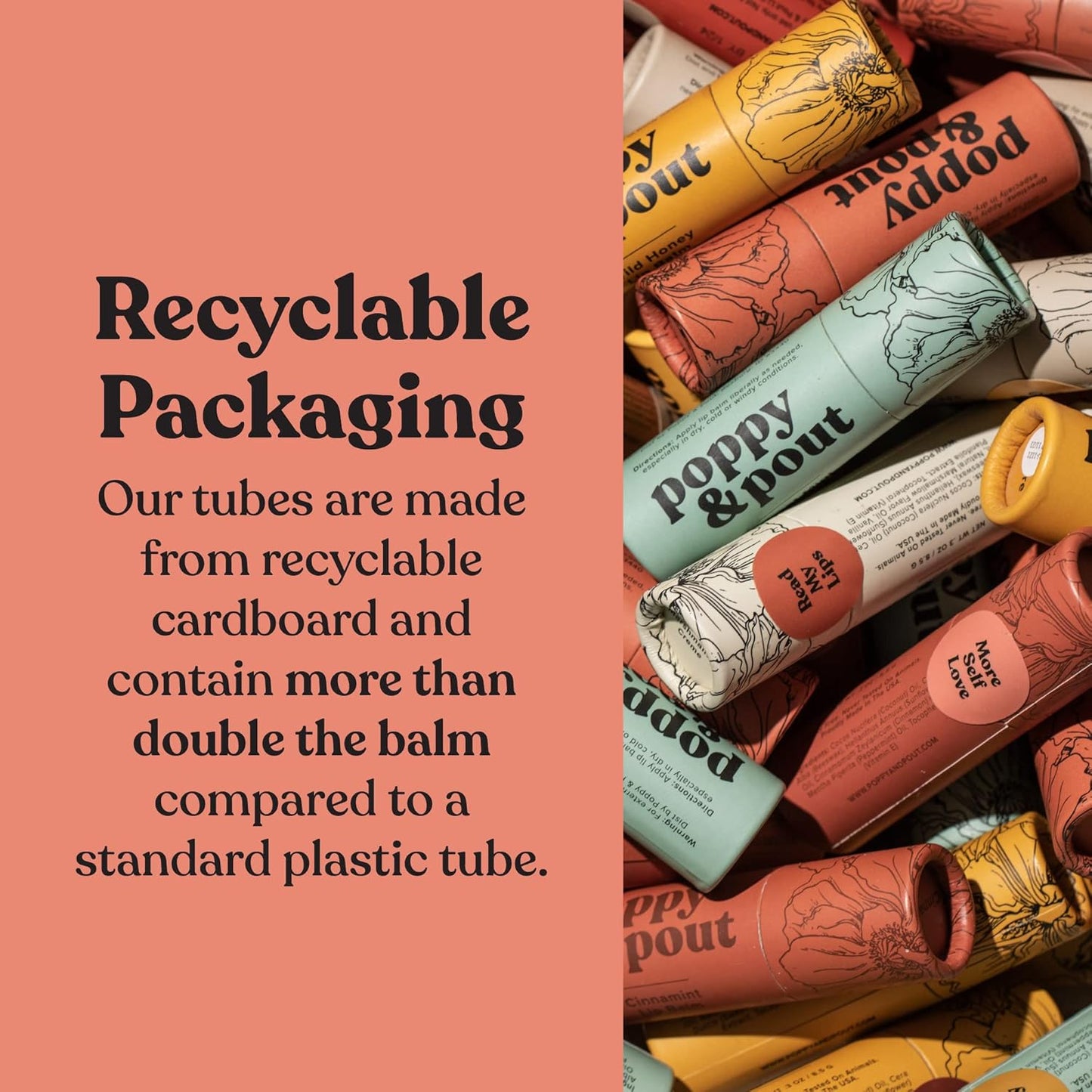 Jumbo Lip Balm Gift Set (3-Pack, Top Flavors) | Poppy & Pout All Natural Lip Balms & Moisturizers | Hydrates with Beeswax, Vitamin E, Organic Coconut Oil | Cruelty-Free | Recyclable Cardboard Tube