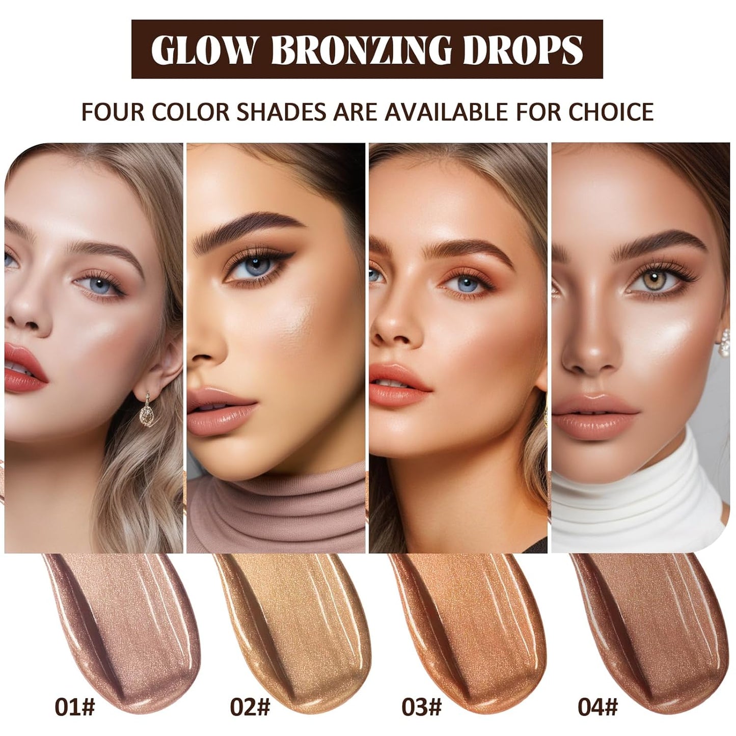Instant Bronzing Drops, Face and Body Bronzer, Cream Liquid Bronzer Drops for Instant Tan, Bronze Drops, Blendable Lightweight Texture Bronzing Drops for Face - 04