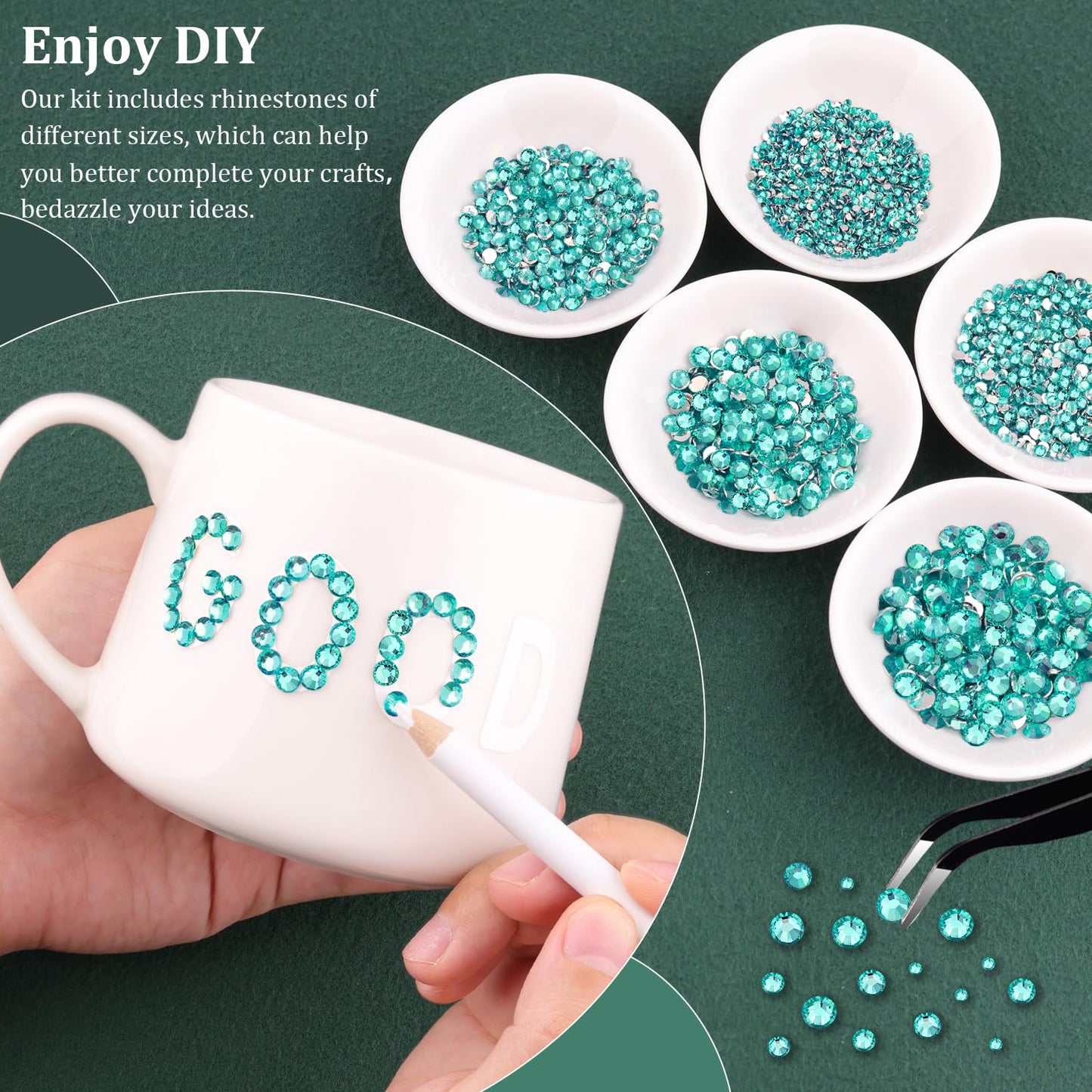 Resin Rhinestones for Crafting with B7000 Jewelry Glue, 1 Box Aquamarine Flatback Crystals with 3Pcs 10ml Glue for Bedazzling Crafts DIY Nail Art Makeup，Non Hotfix Gems for Clothing Shoes