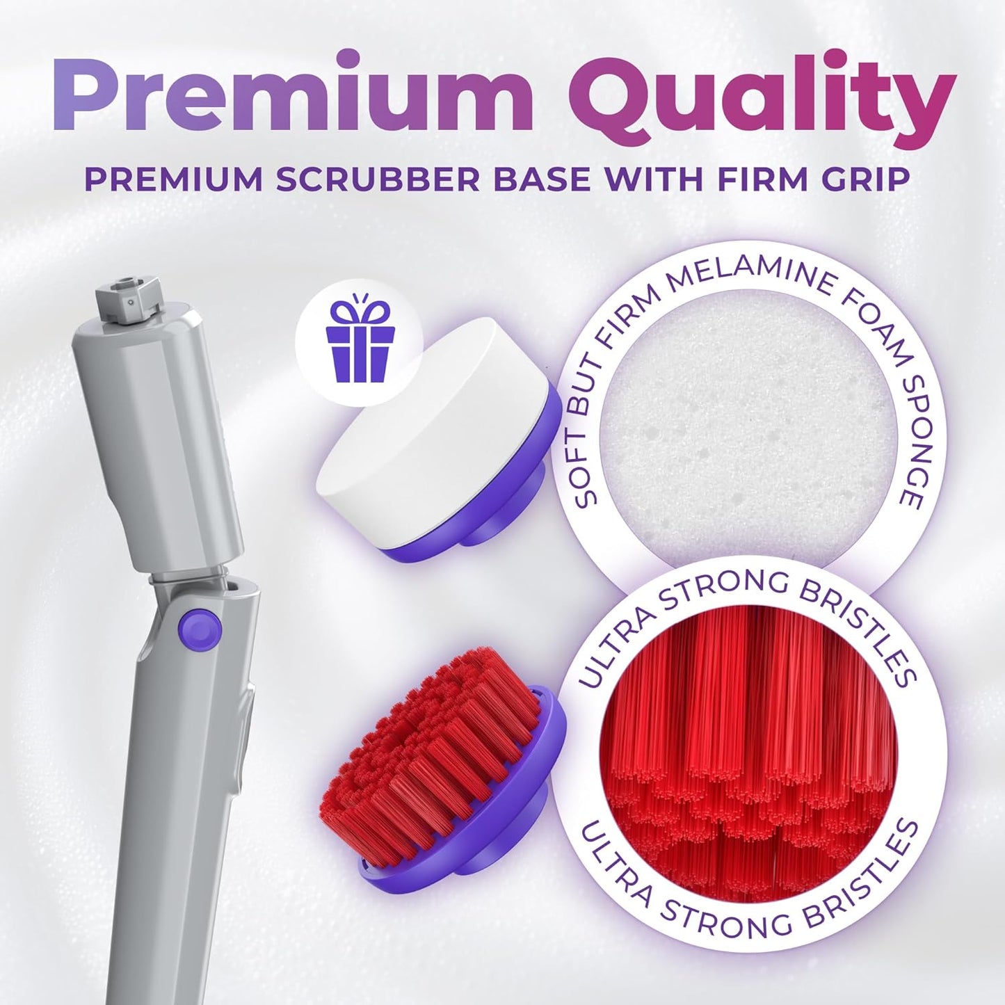 PRO Electric Spin Scrubber, Cordless Cleaning Brush Bathroom Scrubber. Waterproof Shower Cleaner Brush with Adjustable Angles, 2 Speed, 180Min Work Time for Floor, Bathtub, Kitchen, Car, Tub