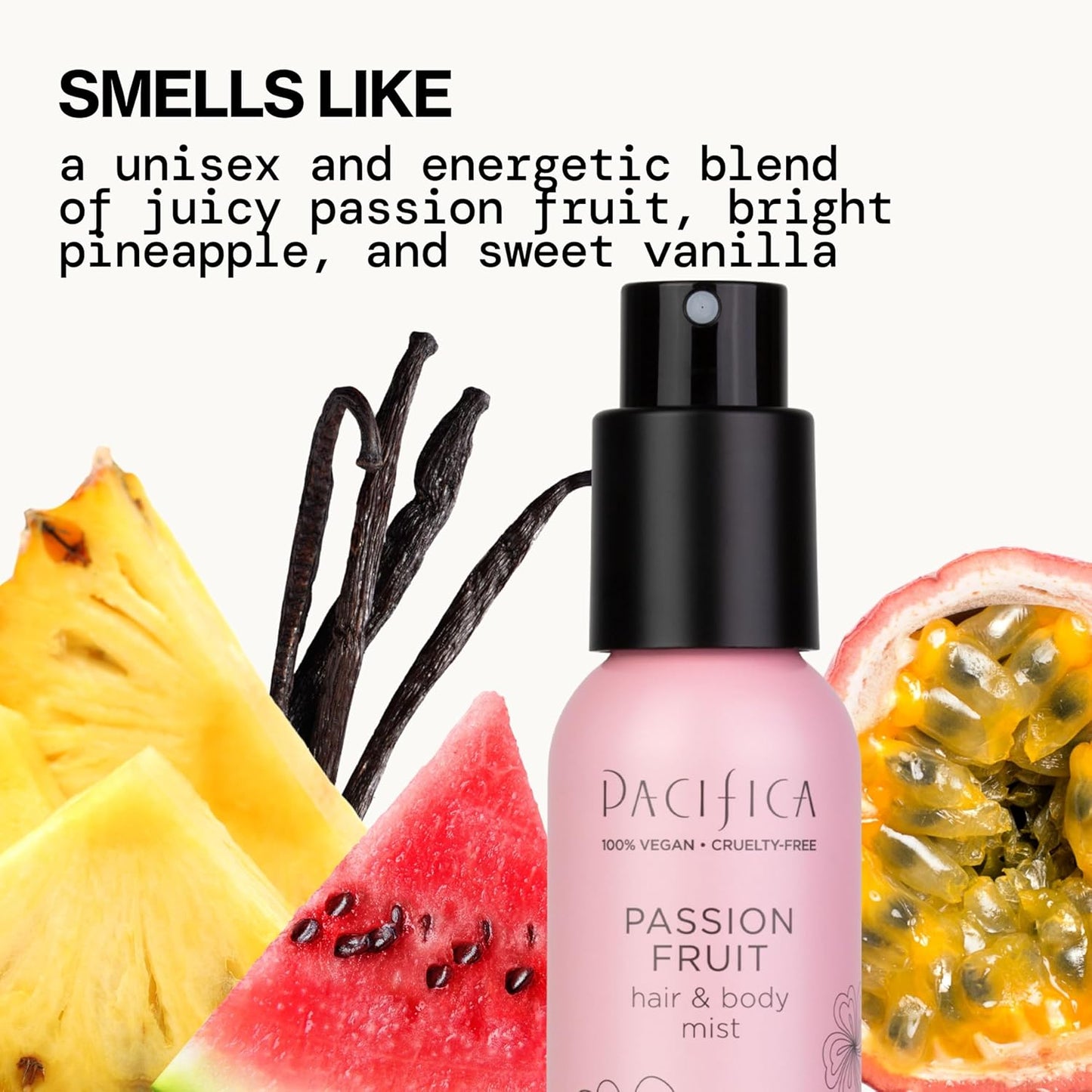 Pacifica Hair Mist Perfume & Full Body Spray for Women - Passion Fruit Body Mist Fragrance w/Pineapple, Orange Blossom, Vanilla, Sandalwood & Bergamot – Alcohol-Free, Vegan & Cruelty-Free, 5 oz