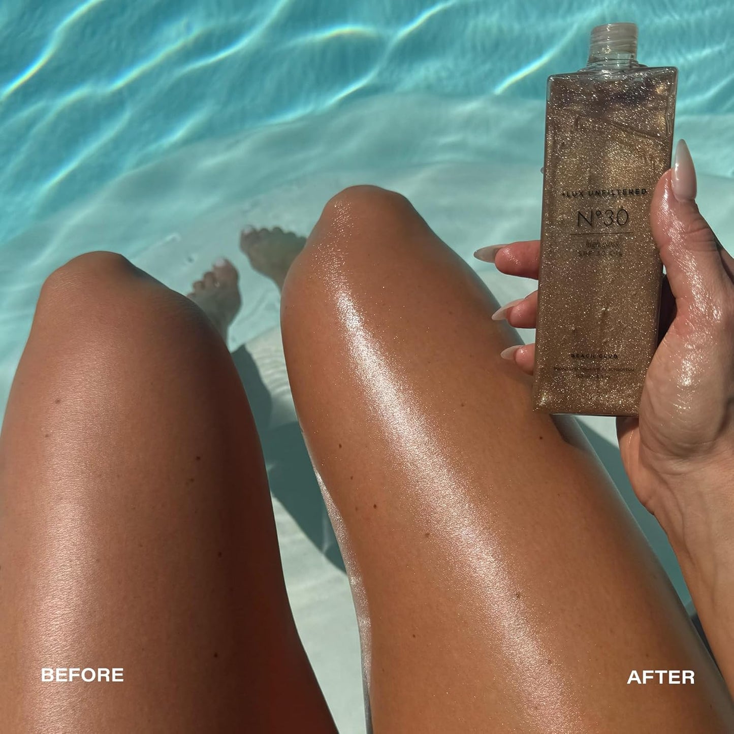 + Lux Unfiltered N°30 Shimmer Body Oil with SPF 30 - Hydrating & Nourishing High Gloss Tanning Oil, Instant Bronze Shimmer Sunscreen - Oxybenzone Free - Broad Spectrum Sunscreen SPF 30