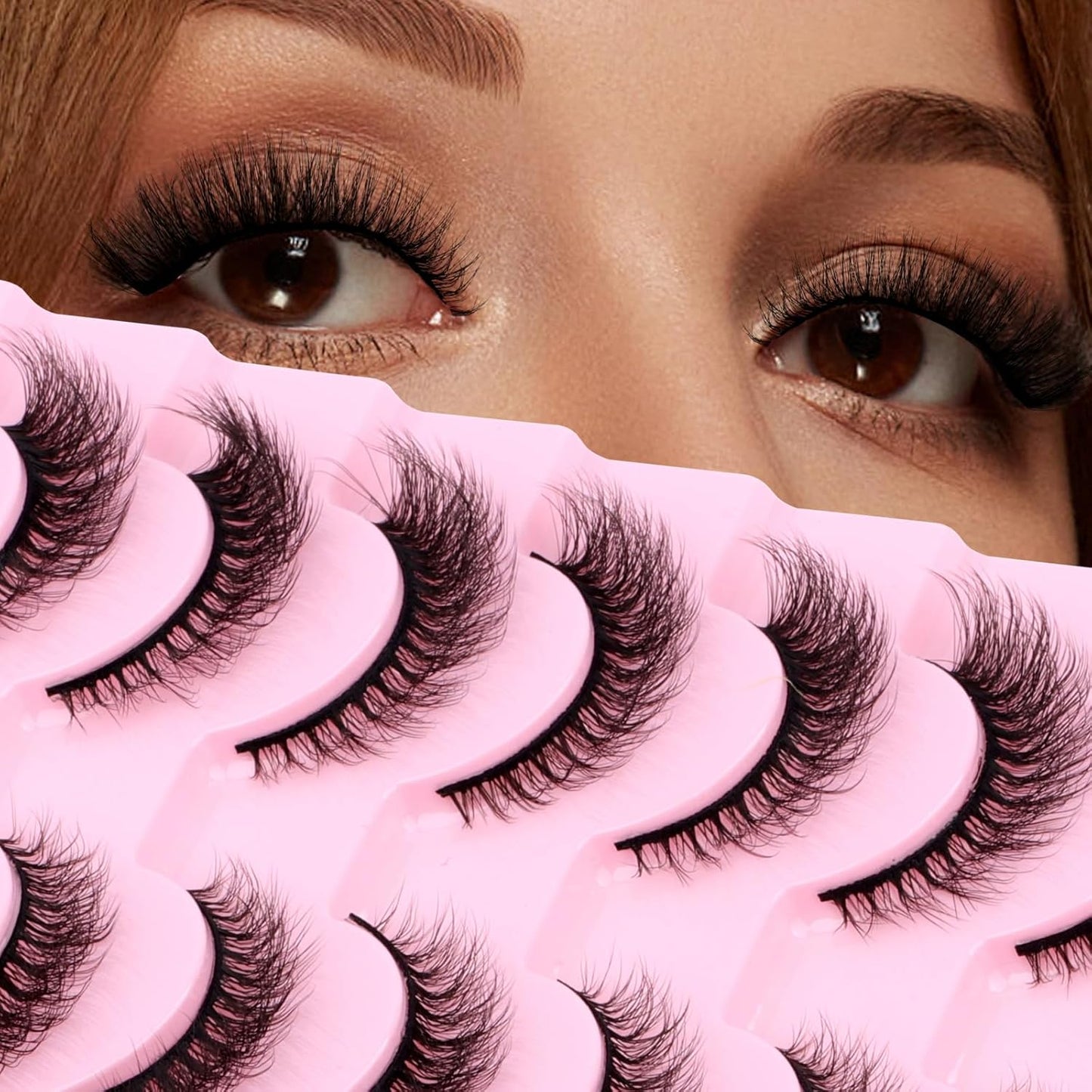 DIY Strip Lash for Using at Home: 10 Pairs, Natural Look, Fluffy, Manga, Wispy, Waterproof, Anime, Cat Eye, D Curl, XH03