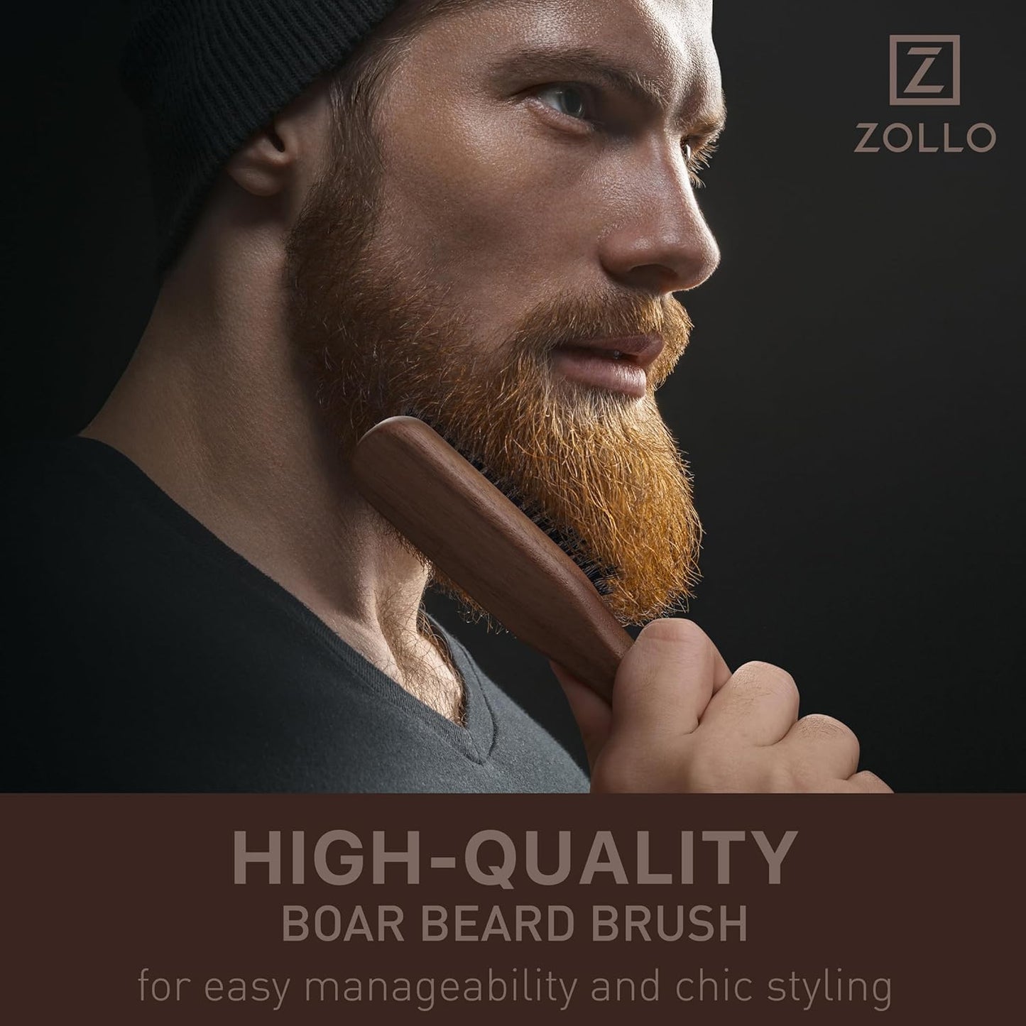 Beard Brush for Men - Stiff Boar Bristles for Beard Growth & Straightening - Exfoliates Skin, Reduces Itch - Premium Walnut Wood Handle