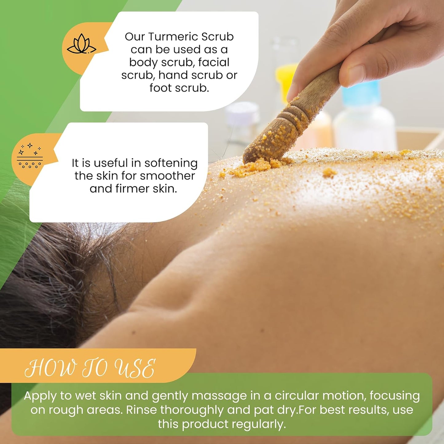 Turmeric Body Scrub - Handmade Natural Scrub For Body, Face, Hand, and Foot - Natural Skincare Body Scrub For Women - Suitable for All Skin Types (7.8oz)