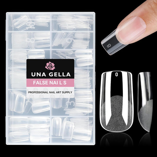 UNA GELLA Medium Square Gel Nail Tips Half Matte 312pcs Medium Square Gel Nails Full Cover False Acrylic Nails Tips for Press On Nails DIY Art Salon Nail Extensions, 12 Sizes