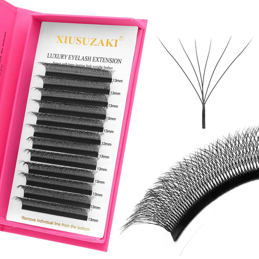 W Lash Extensions Supplies 6D Eyelash Extensions W Shape 0.07mm Thickness D Curl 10mm Premade Fans Easy Fan Lashes Volume Matte Black 12 Rows Crisscross Eye Lashes(W-6D-0.07-D,10mm)