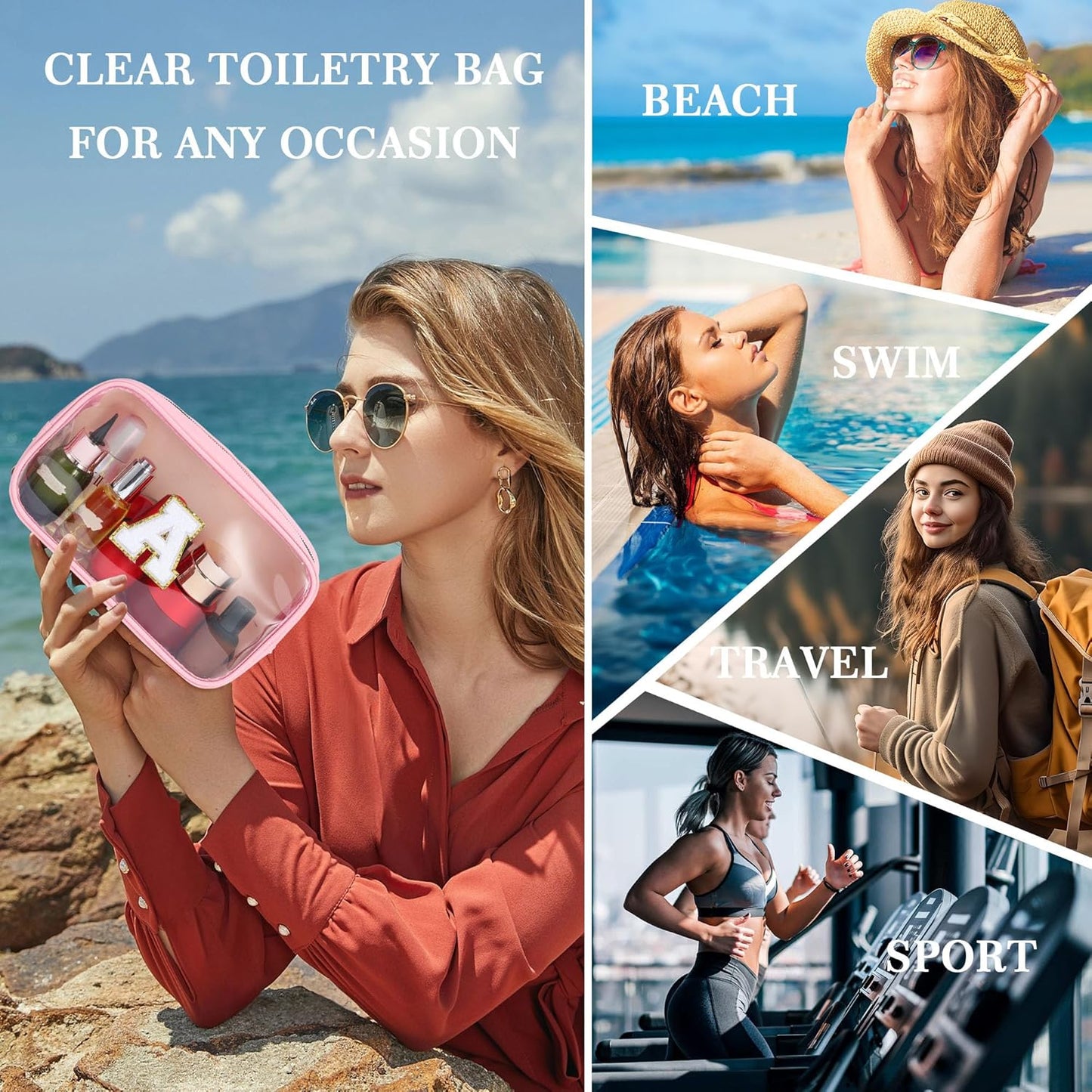 YOOLIFE Birthday Gift for Kids | Travel Makeup Bag for Girls | Pink Makeup Bag | Cosmetic Bags Gift for 7 8 9 10 11 12 Year Old Girls | Birthday Gifts Graduation Gifts Preppy Stuff Initial L