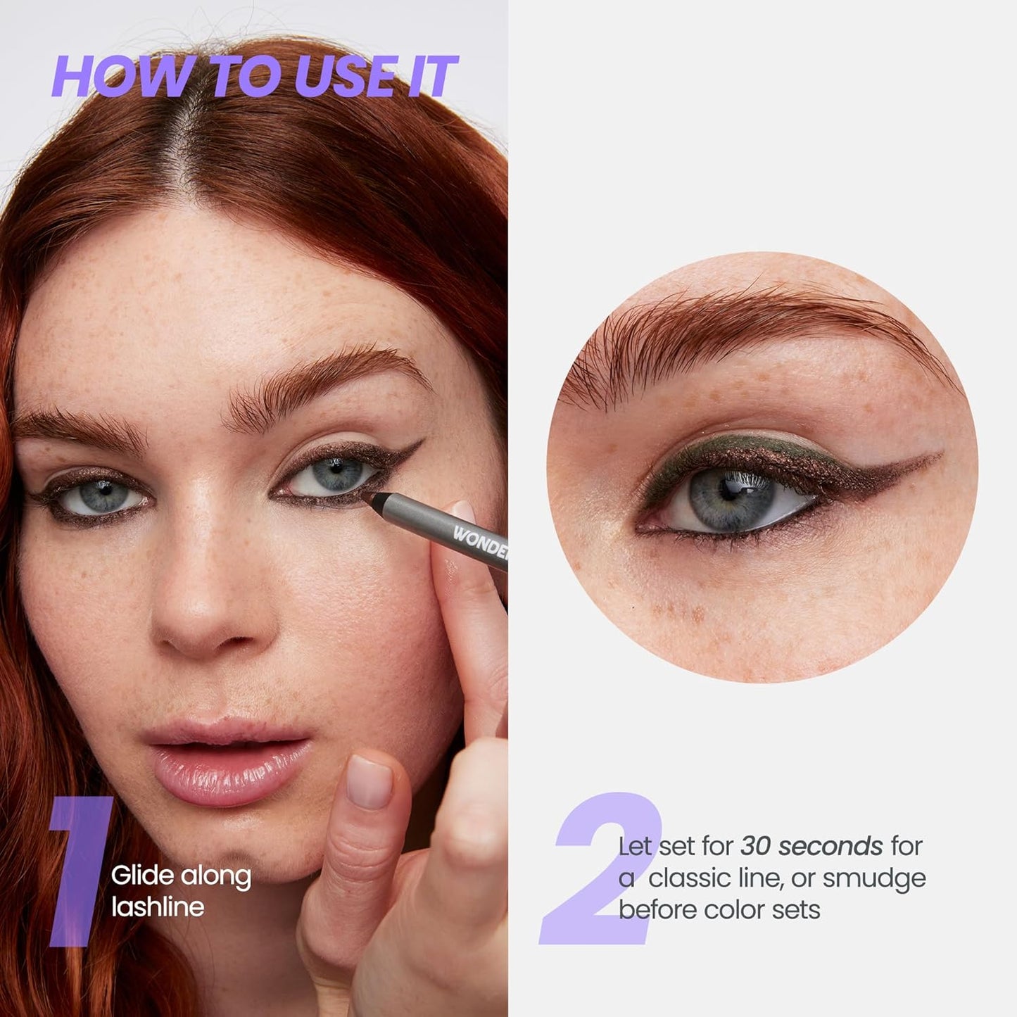Wonderskin Eyeliner Pencil, 1440 Longwear Blue Purple Eyeliner Pencil - Waterproof, Sharpenable & Smudge Proof