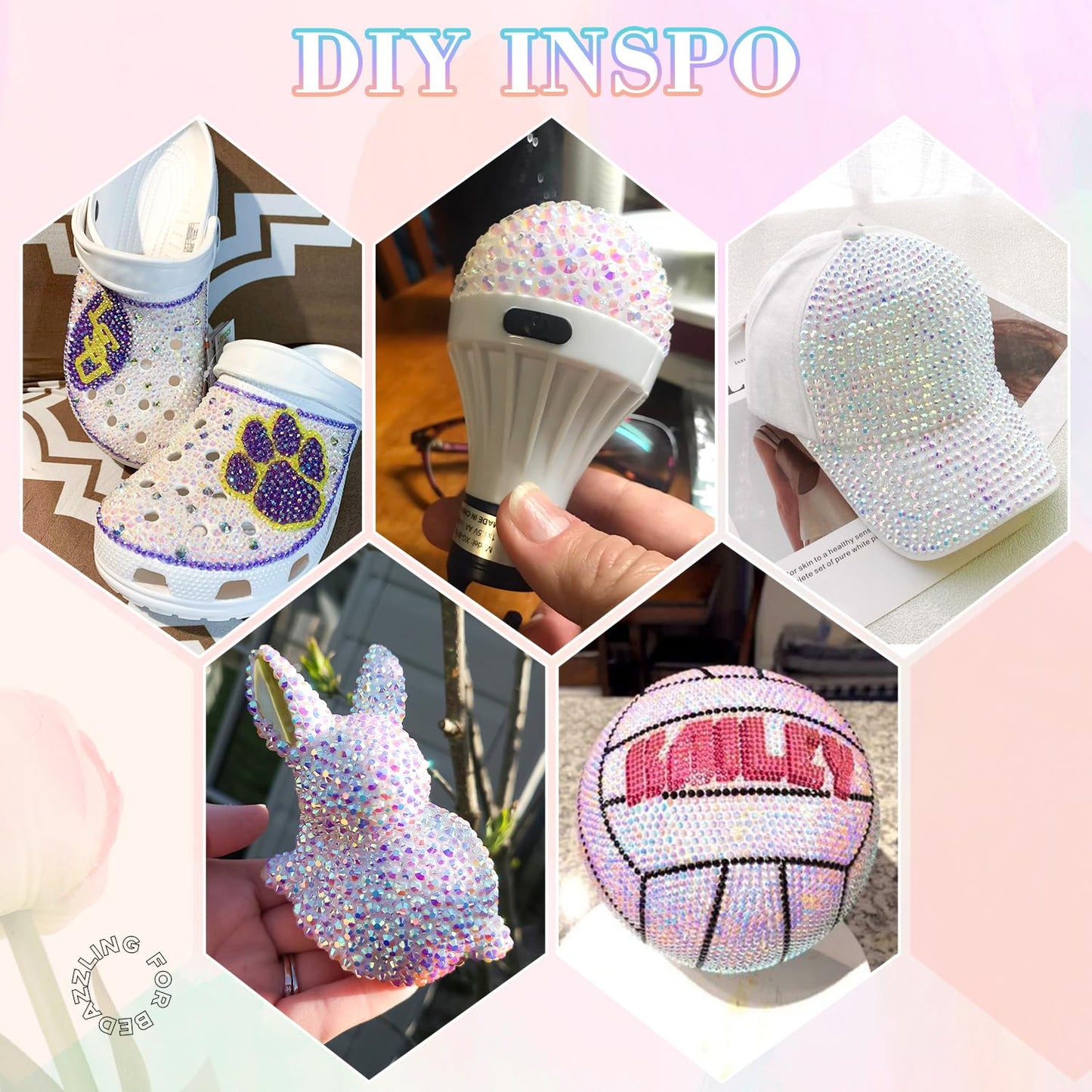 30000Pcs Resin Rhinestones for Bedazzling with 3Pcs B7000 Jewelry Glue, White AB Flatback Gems Rhinestones for Crafting, Clothing Tumblers Mugs Shoes Fabric Decor Nail Art