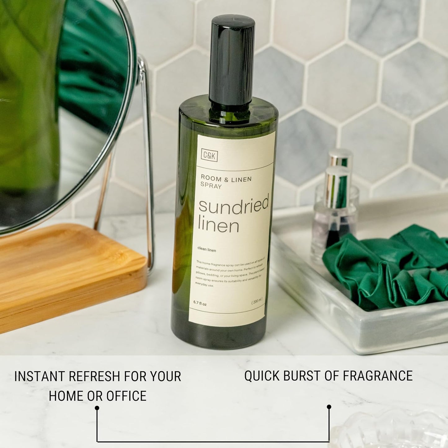 Craft & Kin Sundried Linen Room Spray for Bedding, 6.76 oz, Pillow Spray, Long-Lasting Room Freshener, Soothing Aroma Mist for Home & Washroom