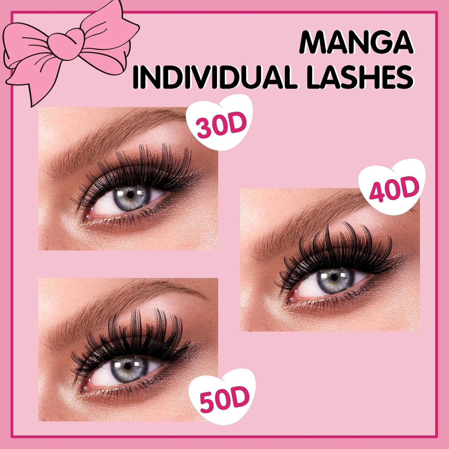 280 Pcs Individual Lashes 40D Mixed Lash Clusters Devil Style Lashes That Look Like Eyelash Extensions Wispy Lashes DIY Individual Lashes At Home (40D-C-8-16mix,Manga)