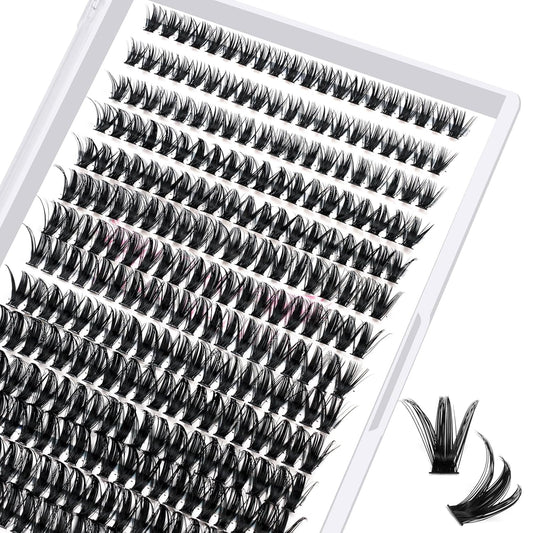 280 Pcs Individual Lashes 50D-C-0.07-12 Cluster Lashes C D Curl Wispy Lashes Bottom Lashes DIY Lashes At Home（50D-C-0.07-12）