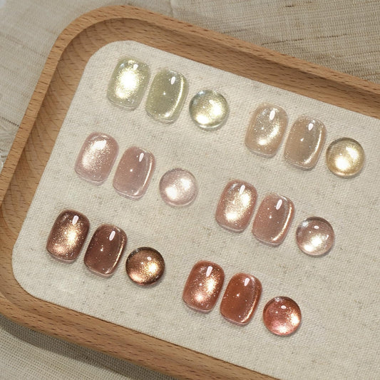 GAOY Glitter Cat Eye Gel Nail Polish Set with Magnet, Sliver, Brown, Pink, Coral Holographic Cat Eye, Salon Gel Manicure and Nail Art DIY at Home, Sunshine