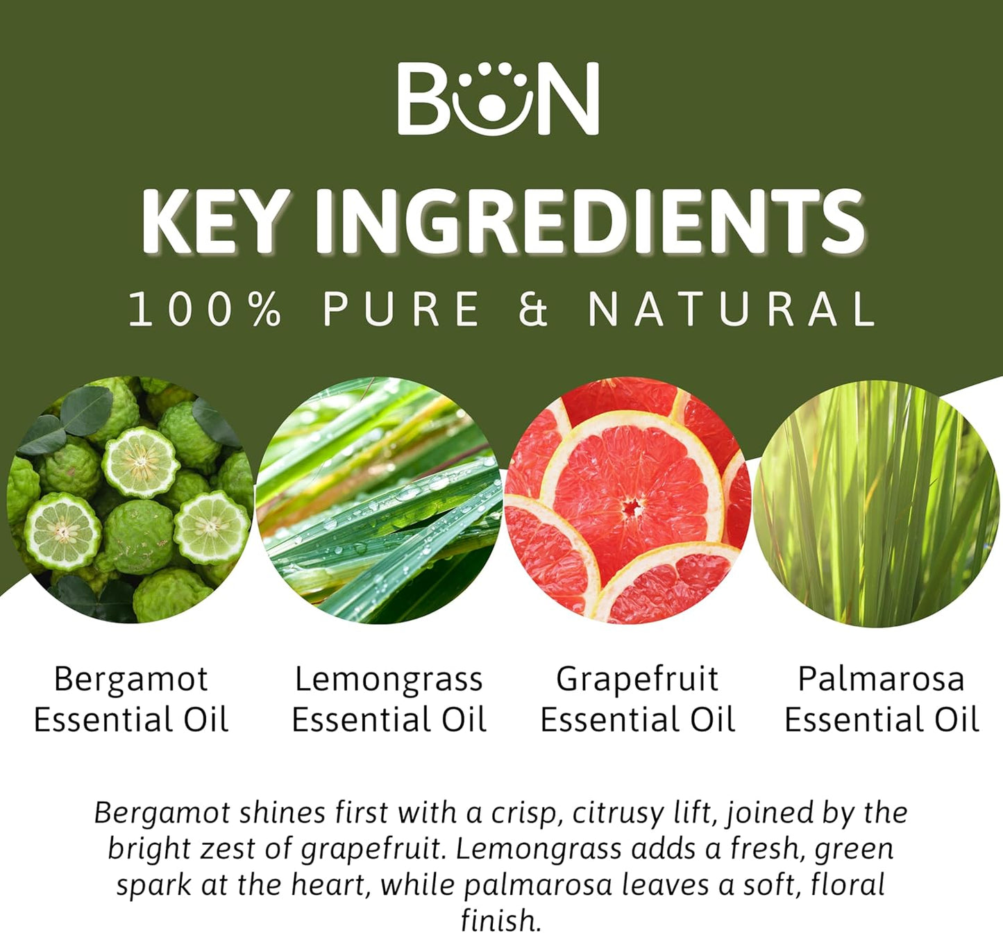 Best of Nature Clarity Essential Oil Blend – Bergamot, Grapefruit, Palmarosa & Lemongrass – 100% Pure for Diffuser, Focus & Mental Boost – Fresh Aromatherapy