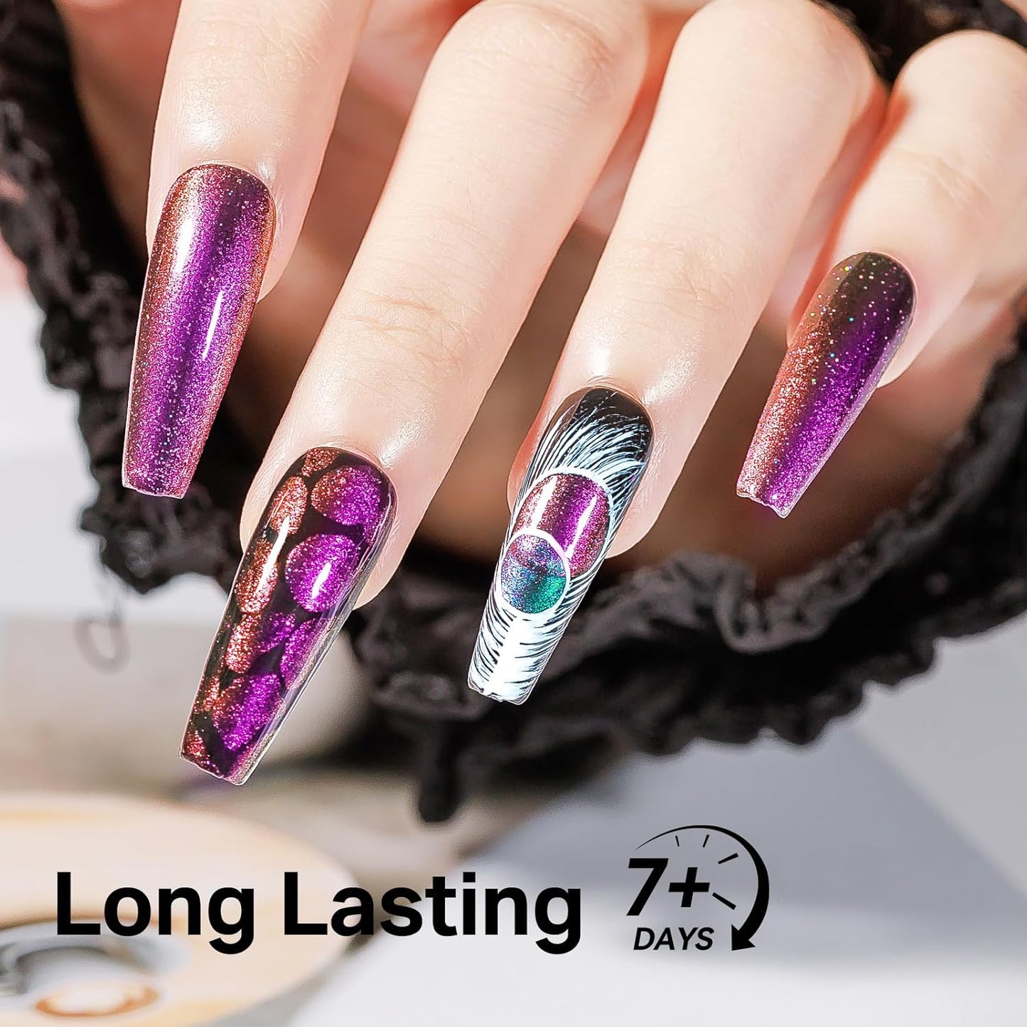 MIZHSE 9D Cat Eye Nail Polish Non Gel, Quick Dry Pink to Orange Magnetic Nail Polish with Magnet, Air Drying Fast Cateye Nail Lacquer Galaxy Effect Manicure Home Gift for Women 0.5 fl.oz 15ml