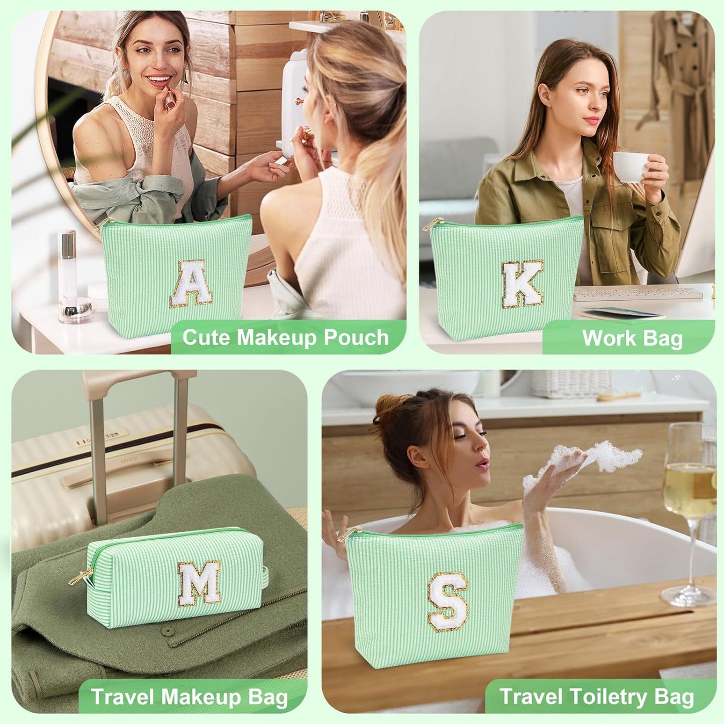 YOOLIFE Gifts - Personalized Mother's Day, Graduation & Birthday Gifts for Women - Monogram Initial Cute Makeup Bag Cosmetic Toiletry Pouch Make Up Case