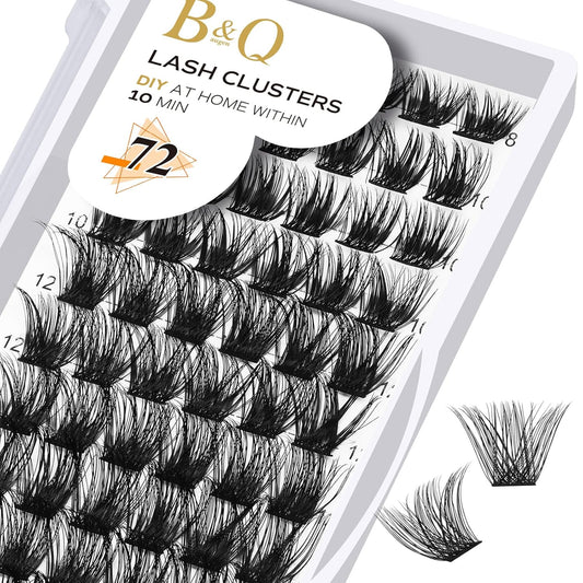 Lash Clusters B02 DIY Eyelash Extensions 72 Clusters Mega Volume C D Curl Individual Lashes Cluster Extensions for DIY at Home (NM-C-8-16MIX)
