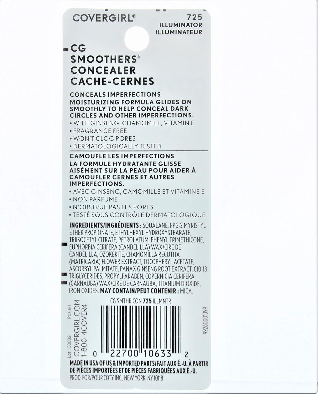 CoverGirl Smoothers Concealer, Illuminator [725] 0.14 oz (Pack of 4)