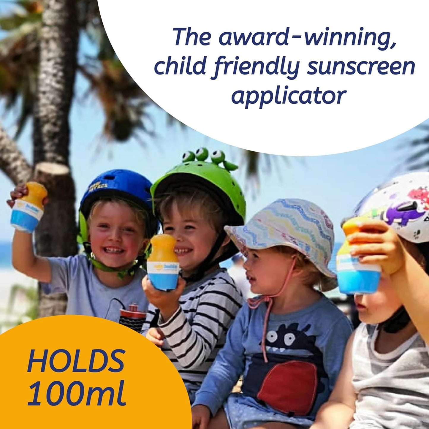 Solar Buddies Sunscreen Applicator - Single Full Blue - Refillable Roll on Sponge Sunscreen, Suncream & Lotion Applicator For Kids, Adults & Families - Holds 3.4fl oz, Perfect Size for Travel