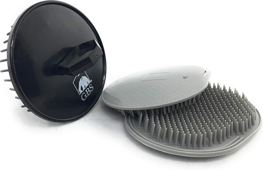 G.B.S Head Shampoo Scalp Massager Brush and Soft Palm Pocket Comb for All Hair Types, Pack of 3 (1 Black and 2 Gray) Made in U.S.A