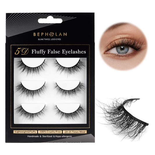 Lashes Mink Natural False Eyelashes - Bepholan Fake Eyelashes Natural Look 3-Pack Cat Eye Lashes Manga Eyelashes Fluffy,XMZ209
