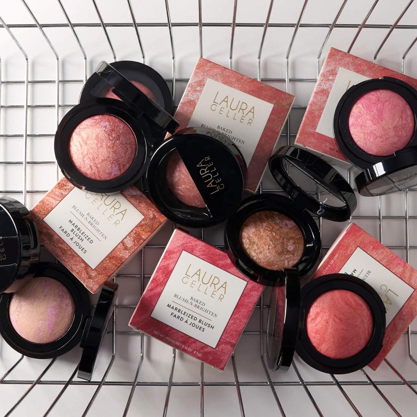 LAURA GELLER NEW YORK Baked Blush-n-Brighten Marbleized Blush for Cheeks - Tropical Peach - Natural Finish - Buildable Color
