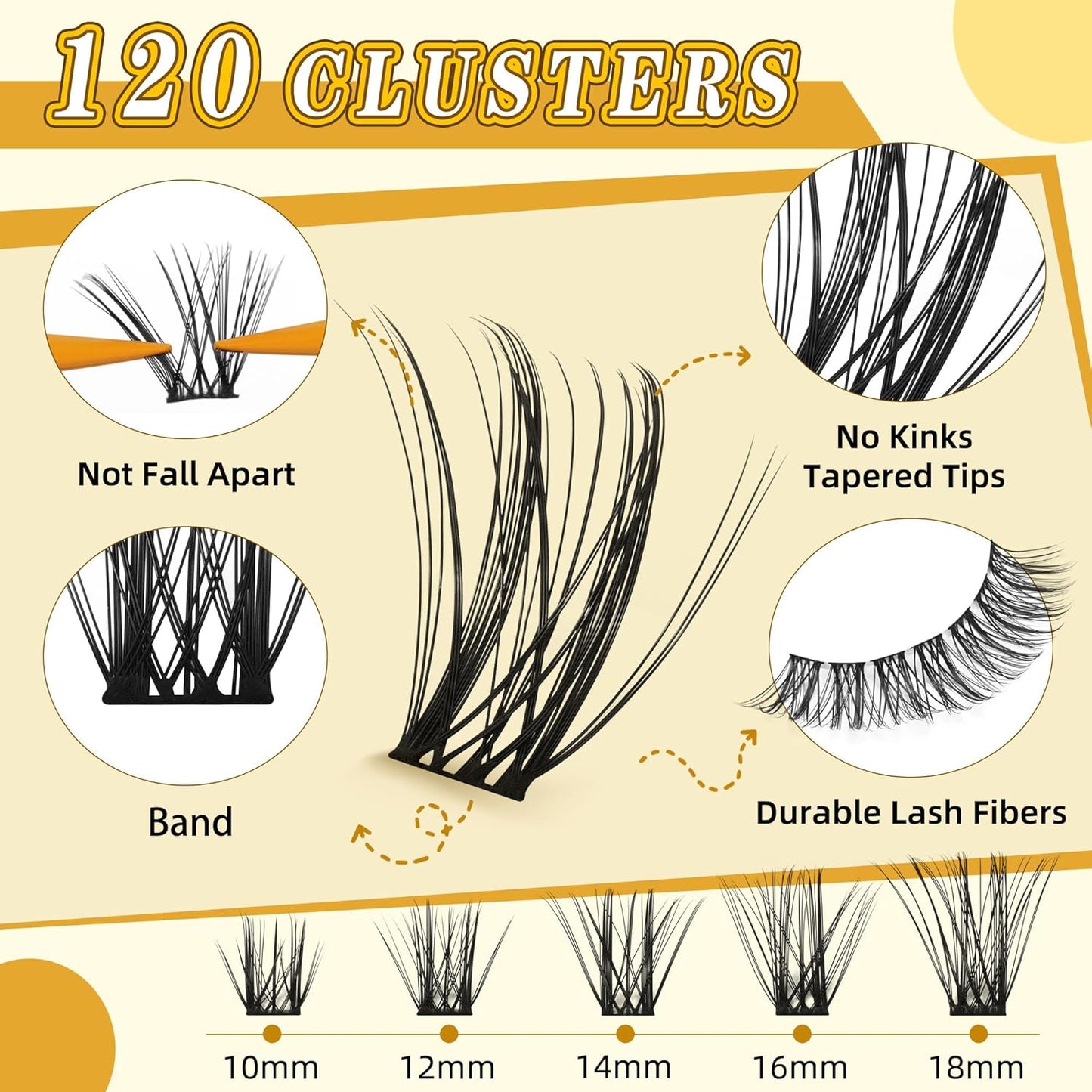 Eyelash Clusters 10-18mm Wispy Eyelash Clusters D Curl DIY Cluster Lash Extension Kit Individual Lashes Kit With Bond & Seal, Glue Remover, Tweezers(LF03 Lashes Set)