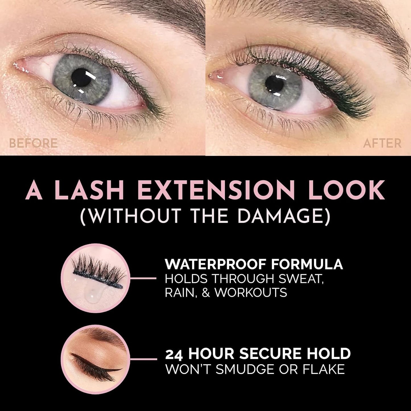 Luxillia Magnetic Eyelashes Kit – 10 Piece (Clear & Black) Magnetic Eyelash & Eyeliner Set with Applicator – Natural Look Easy Apply Reusable Fake Extension Lashes, No Glue – Pestañas Naturales