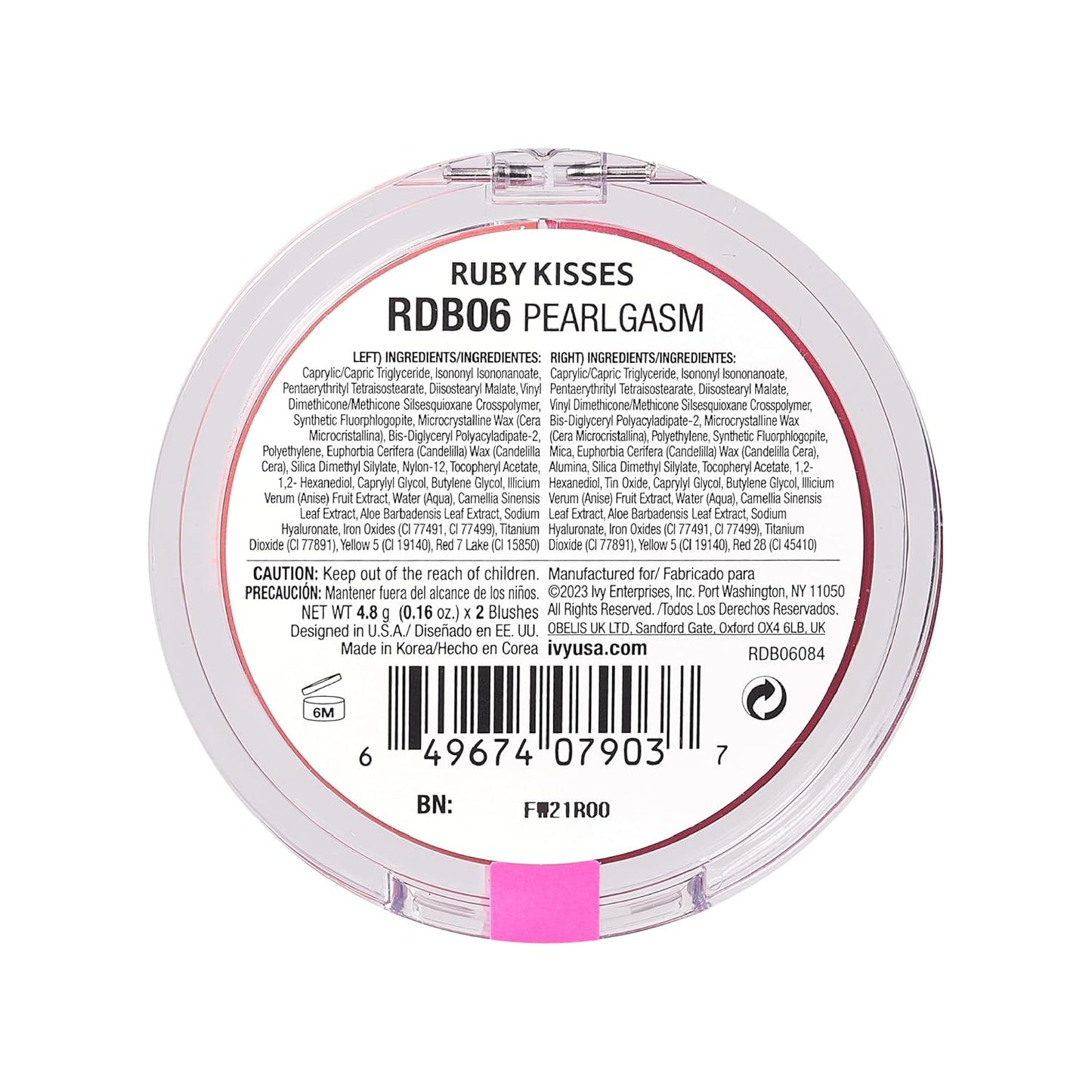 Ruby Kisses Duo Cream Blush, Smooth, Natural-Looking, Long-Lasting Face Makeup Blush for Cheeks, Lips, and Eyes, Buildable and Blendable, Infused with Green Tea, Aloe Vera Extract, and Hyaluronic Acid