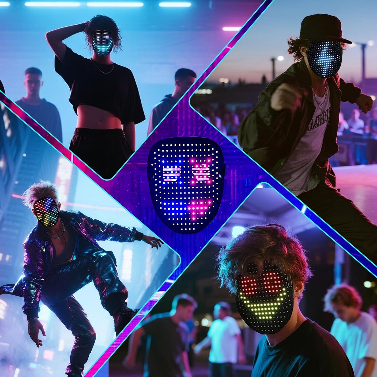 LED Mask with Gesture Sensing Transforming for Christmas/Birthday Present, Boys Light Up Masks for Halloween Role - Playing & Costume Parties