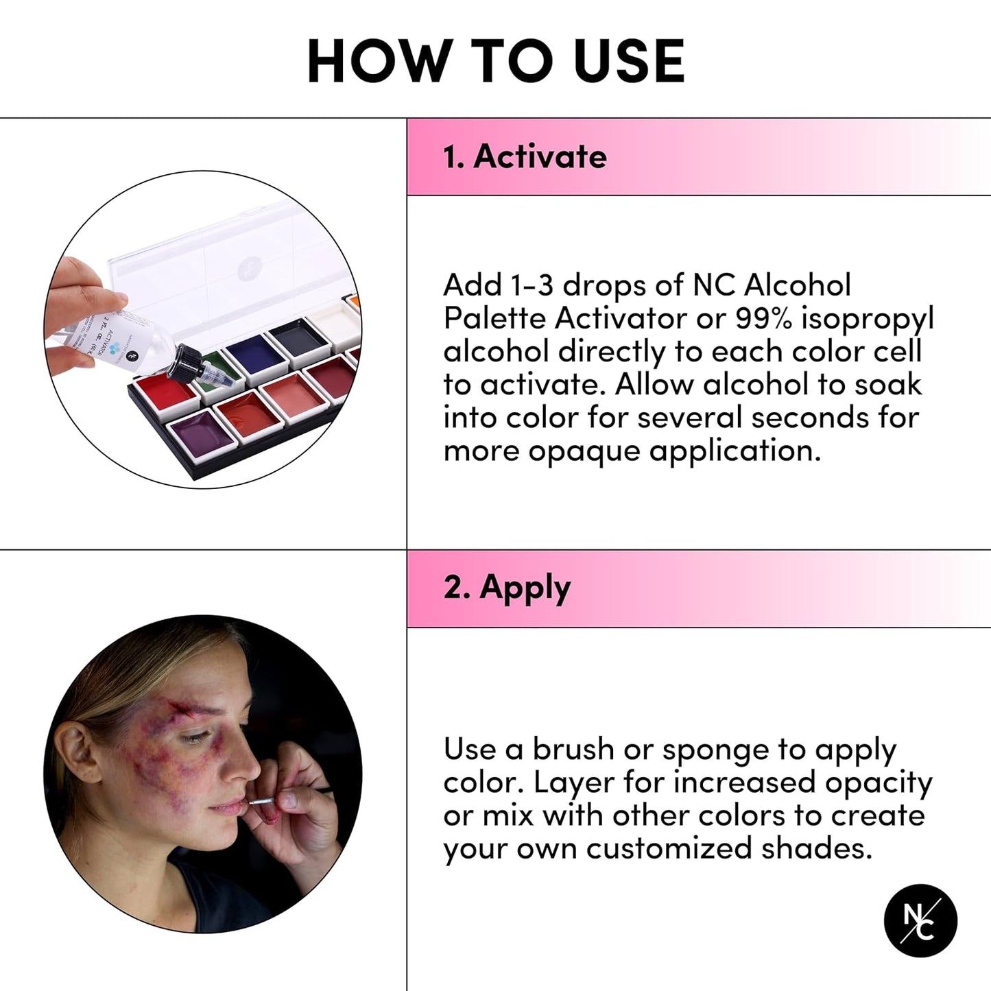 FX Alcohol-Activated 12 Colors Makeup Palette, Highly Pigmented Professional Makeup for the Stage, Film, Costumes, Cosplay, SFX, Performance Arts