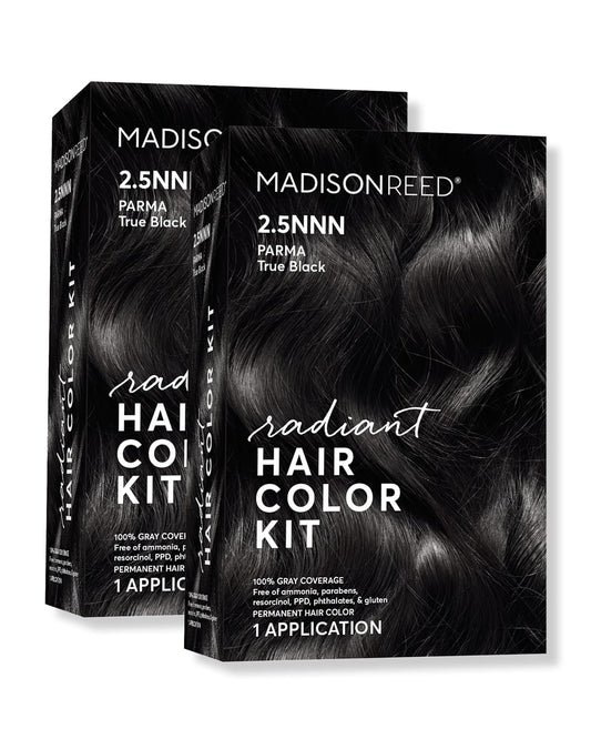 Madison Reed Radiant Hair Color Kit | 2.5NNN Soft Black (Parma Black) 100% Maximum Gray Hair Coverage | Salon-Quality Permanent Hair Dye for Resistant Grays | PPD-Free & Ammonia-Free |2 Pack