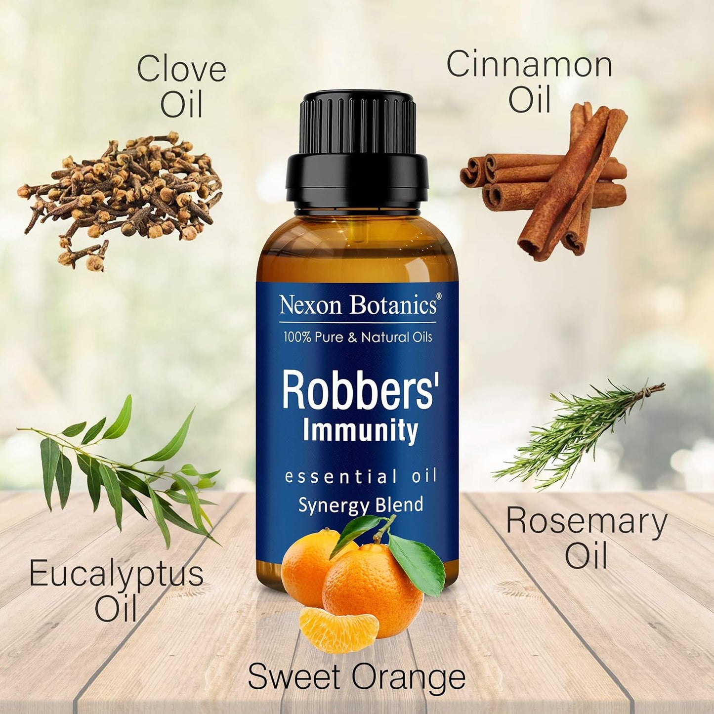 Robbers' Immunity Essential Oil Blend 30 ml - Immune Boost Aromatherapy for Diffusers - Natural Shield Against Impurities - Nexon Botanics