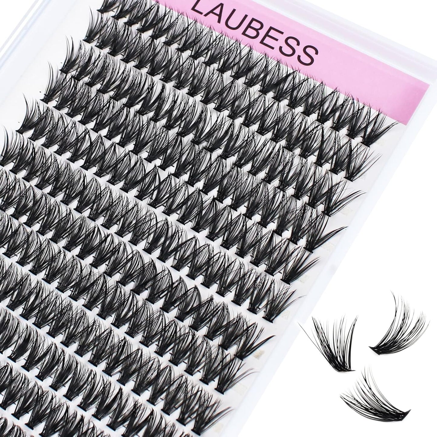 Lash Clusters LAUBESS Individual Lashes Waterproof Eyelash Clusters Black Cluster Eyelash Extensions Soft Cluster Lashes DIY at Home (40D-D-12)