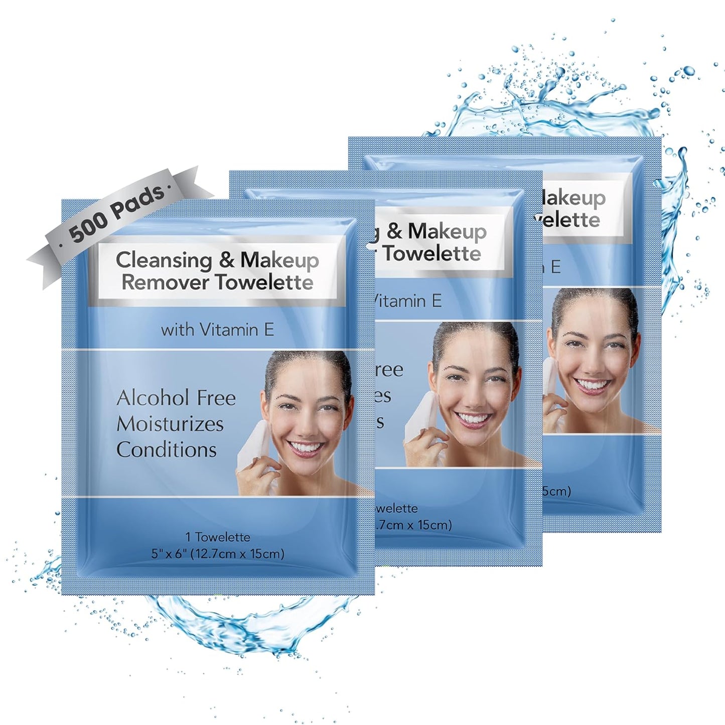 Diamond Wipes Makeup Remover Wipes, Alcohol Free Facial Cleansing Wipes with Vitamin E, Case of 500 Face Wipes