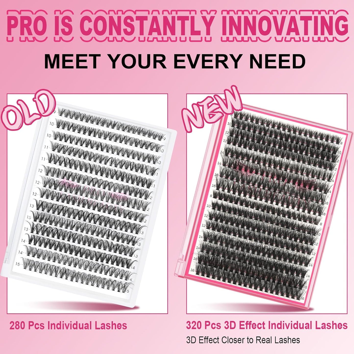 Lash CIusters 320Pcs Individual Lashes 3D Fluffy Cluster Lashes Natural Look Eyelash Clusters Faux Mink Wispy Lashes 40D+50D-C Mixed DIY Lash Extension (3D Fluffy-40D+50D-C,8-16mix)