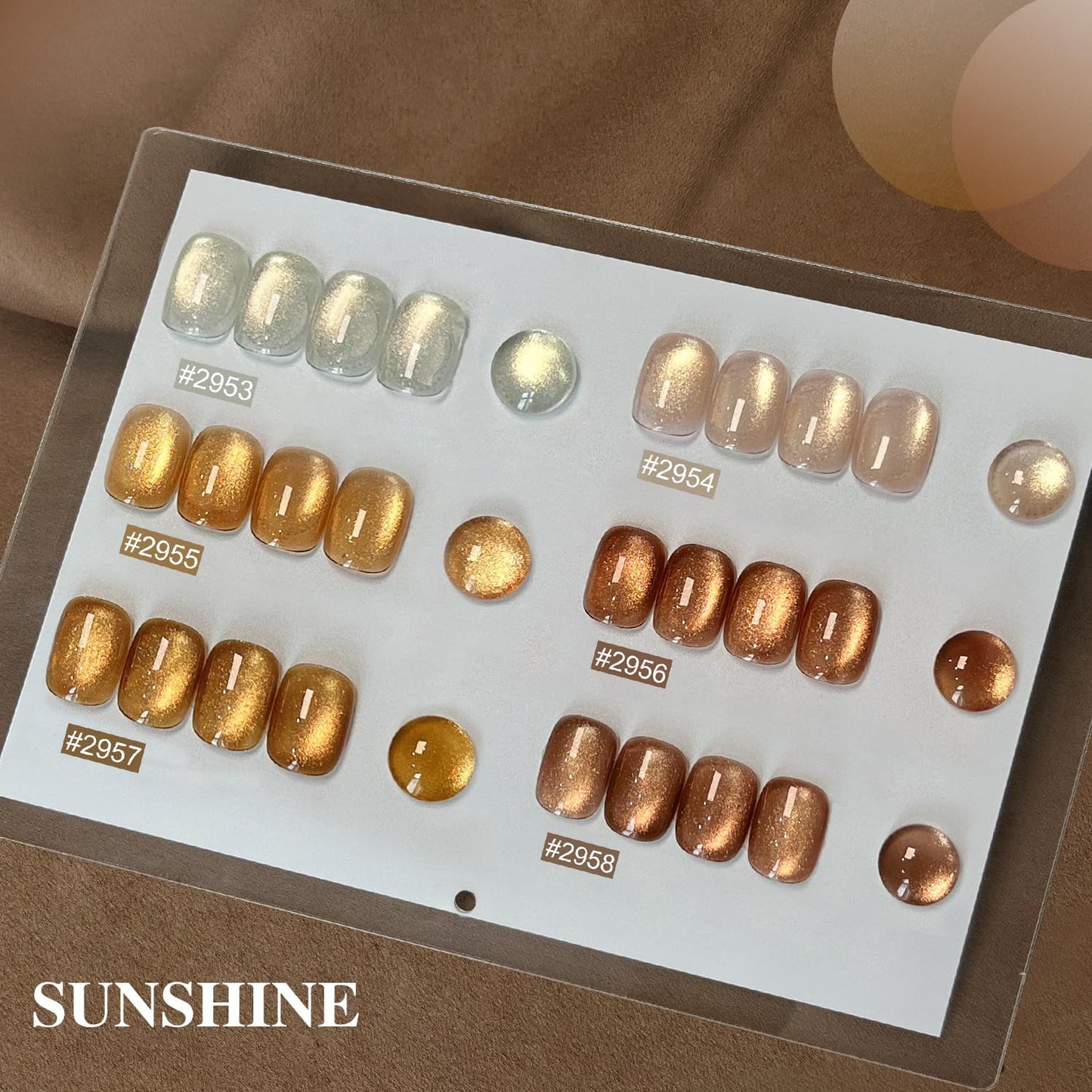 GAOY Glitter Cat Eye Gel Nail Polish Set with Magnet, Gold, Brown, Sliver Holographic Cat Eye, Salon Gel Manicure and Nail Art DIY at Home, Sunshine