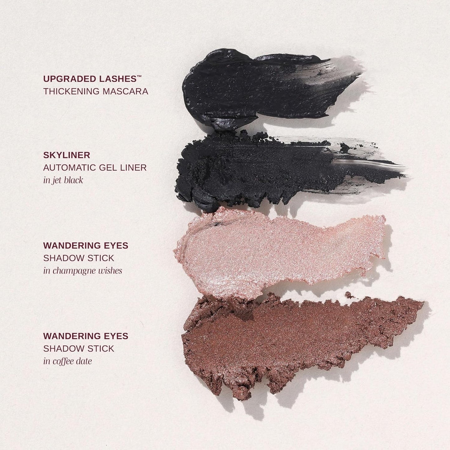 Wander Beauty Eyes on the Fly - 4 Piece Beauty Gift Set - Includes Skyliner, Upgraded Lashes Thickening Mascara, & 2 Wandering Eyes Cream Eyeshadow Sticks - Cruelty Free Natural Beauty Gifts